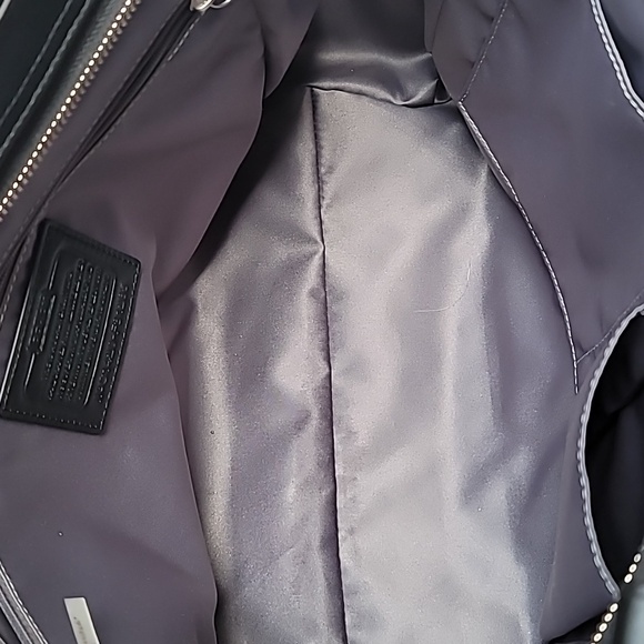 Coach Park Woven Shoulder Bag Tote Handbag Black Gray F31285 - Picture 9 of 17